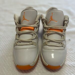 Jordan Kids White and Orange Sneakers